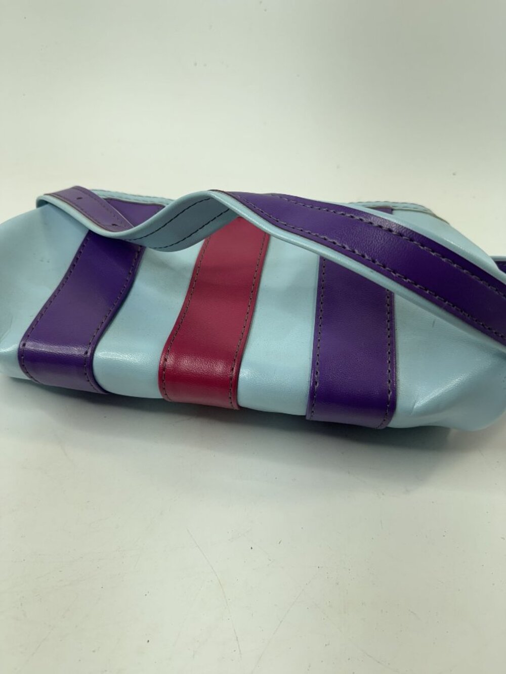 Vintage MacGregor Striped Clutch Purse With Zipper Closure - Multicolor Purple L